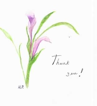 Hand-drawn iris with a thank-you message