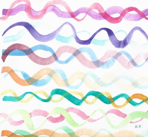 Abstract watercolor of colorful flowing music waves