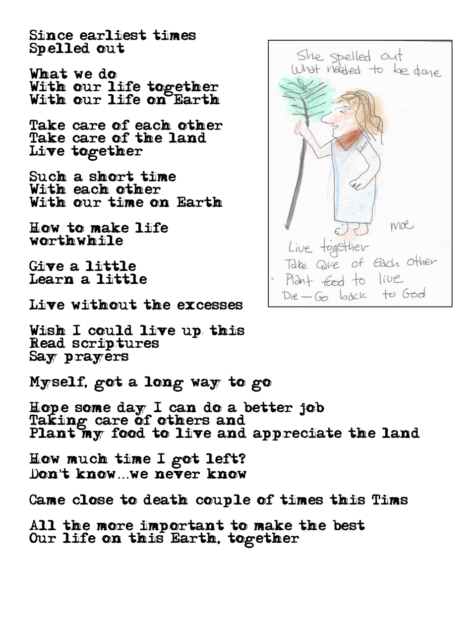 Together — poem and drawing by Moe