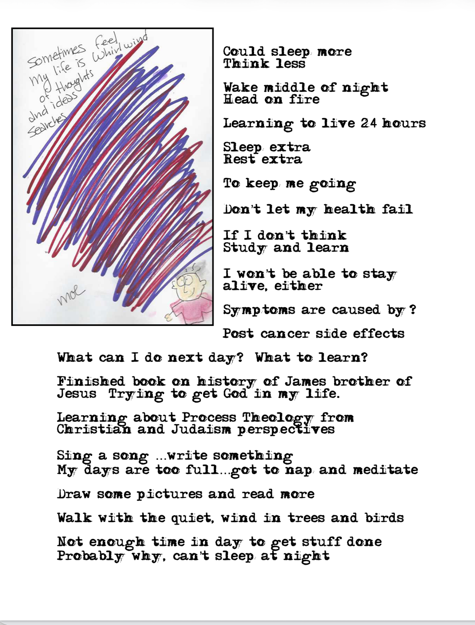 Why Can't I Sleep at Night — poem and drawing by Moe