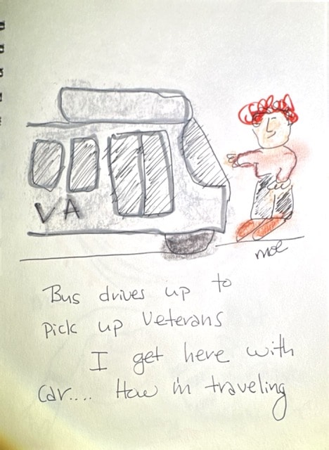 Bus drives up to pick up Veterans — My Circle of Recovery by Moe