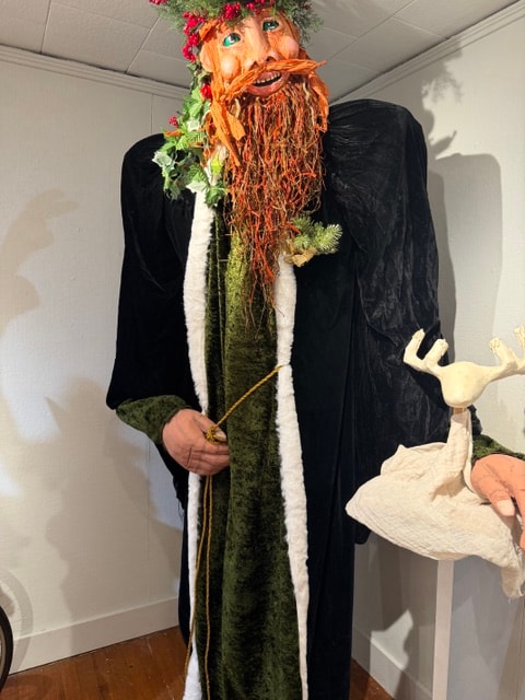 Large green-bearded forest figure puppet — Kent CT Puppetry Exhibit