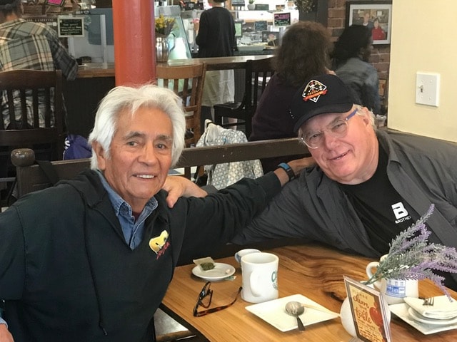 Larry Littlebird and Moe together at a café