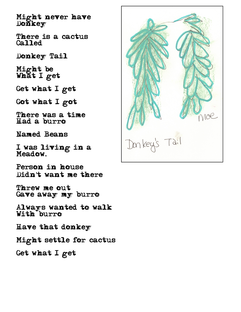 Donkey Tail — poem and illustration by Moe