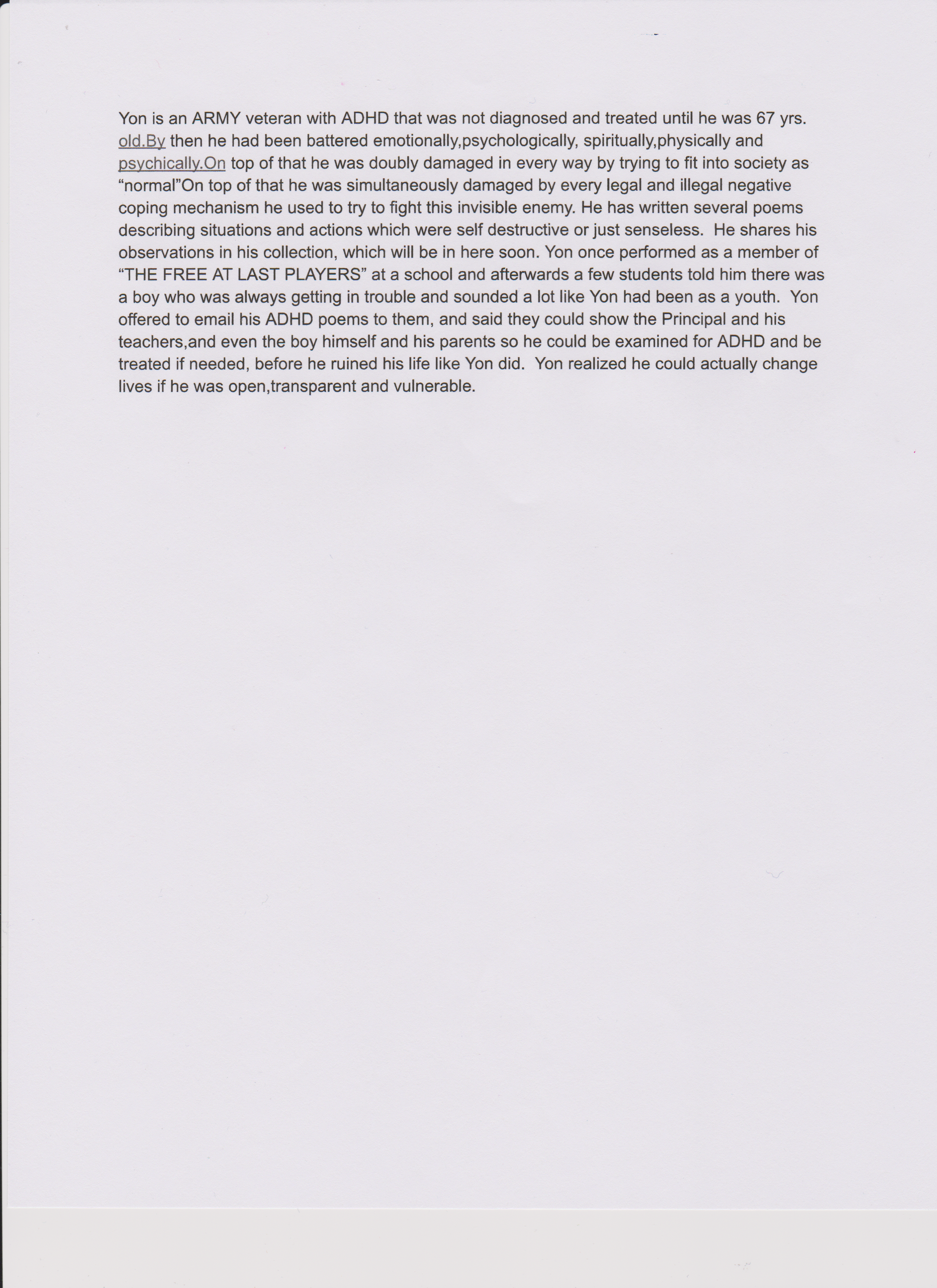 Yon's handwritten account of how openness and vulnerability helped a young student — July 30, 2026