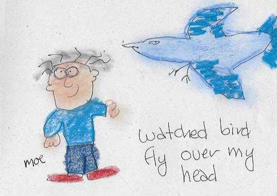 Poem and drawing by Moe — from the Larry Littlebird collection